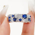 Classic Micro Pave Blue Cubic Zirconia 14K White Gold Plated Ring for Women